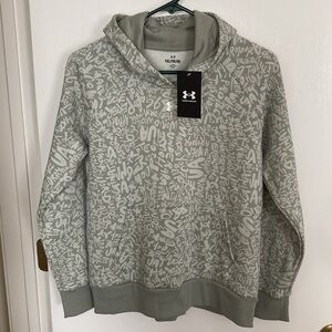 Girls YXL UA Rival Printed Hoody, Sage Green and light green